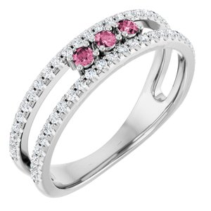 14K White Pink Tourmaline & 1/4 CTW Diamond Ring 